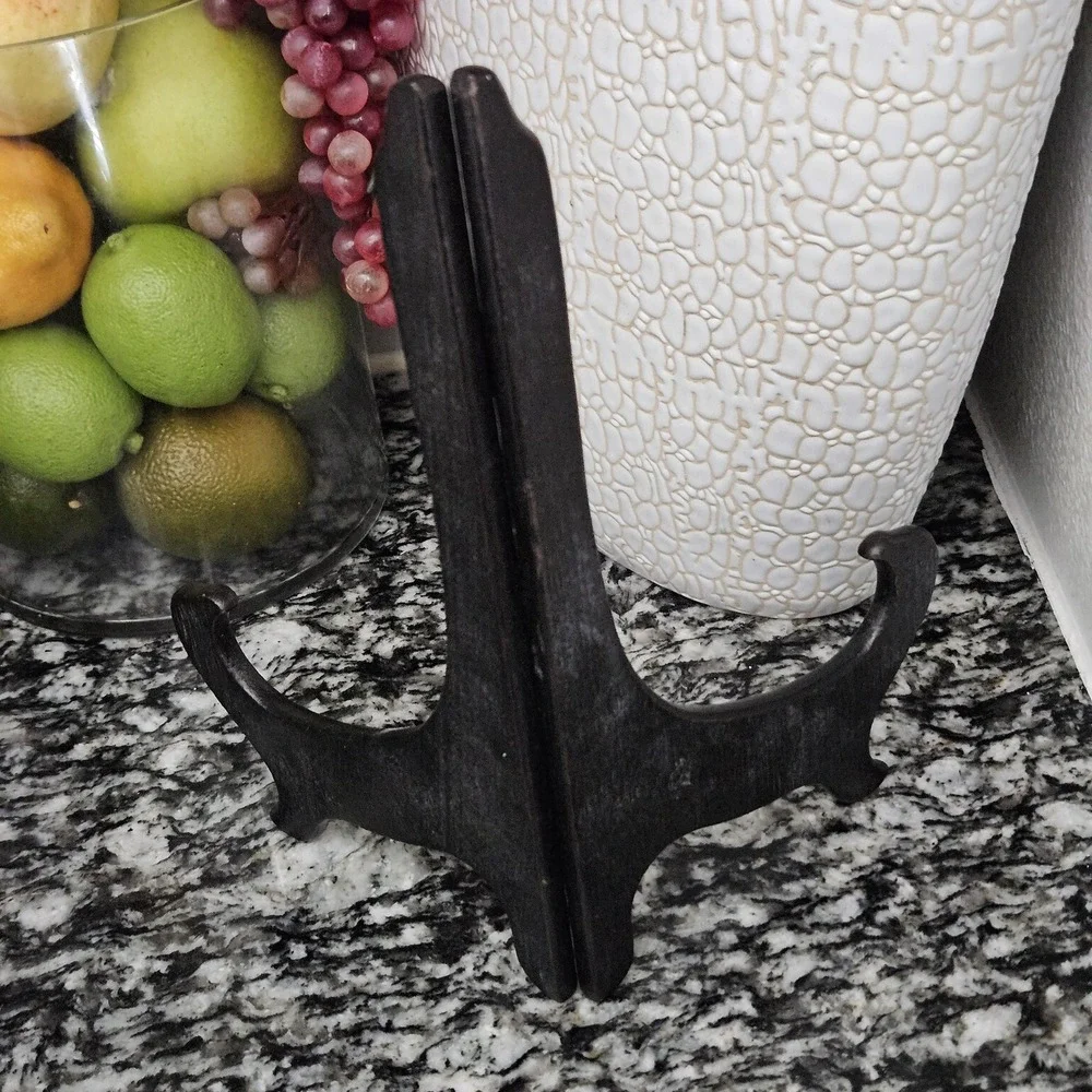 Home Decor Dark Brown Wooden Display Stand 10 Inches‎ Plate Holder Easel